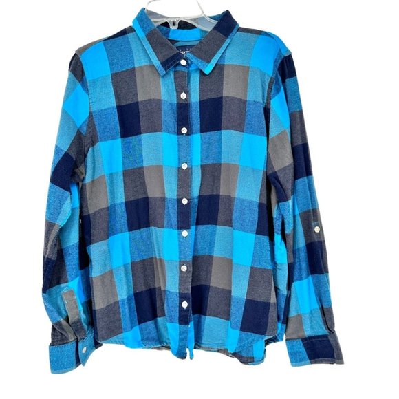 Basic Editions Set of 2 Flannel Shirts Men's XL Red and Blue Button Front LS - Picture 6 of 11